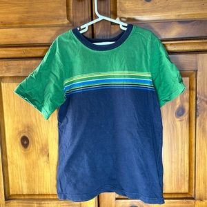 Carters Boys Green Blue Striped Short Sleeve Shirt